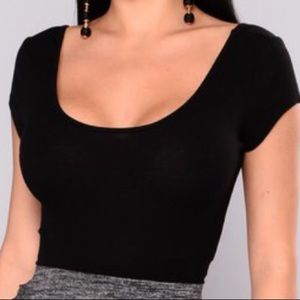 Black scoop neckline top